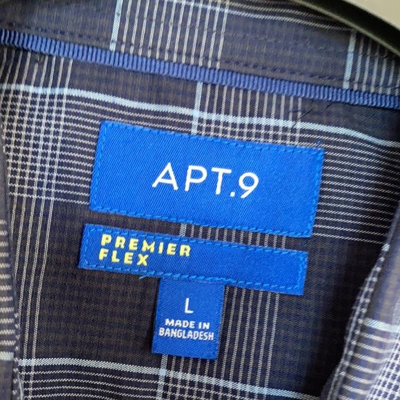 Apt 9 premier flex no iron plaid print button down shirt size L - Picture 8 of 17